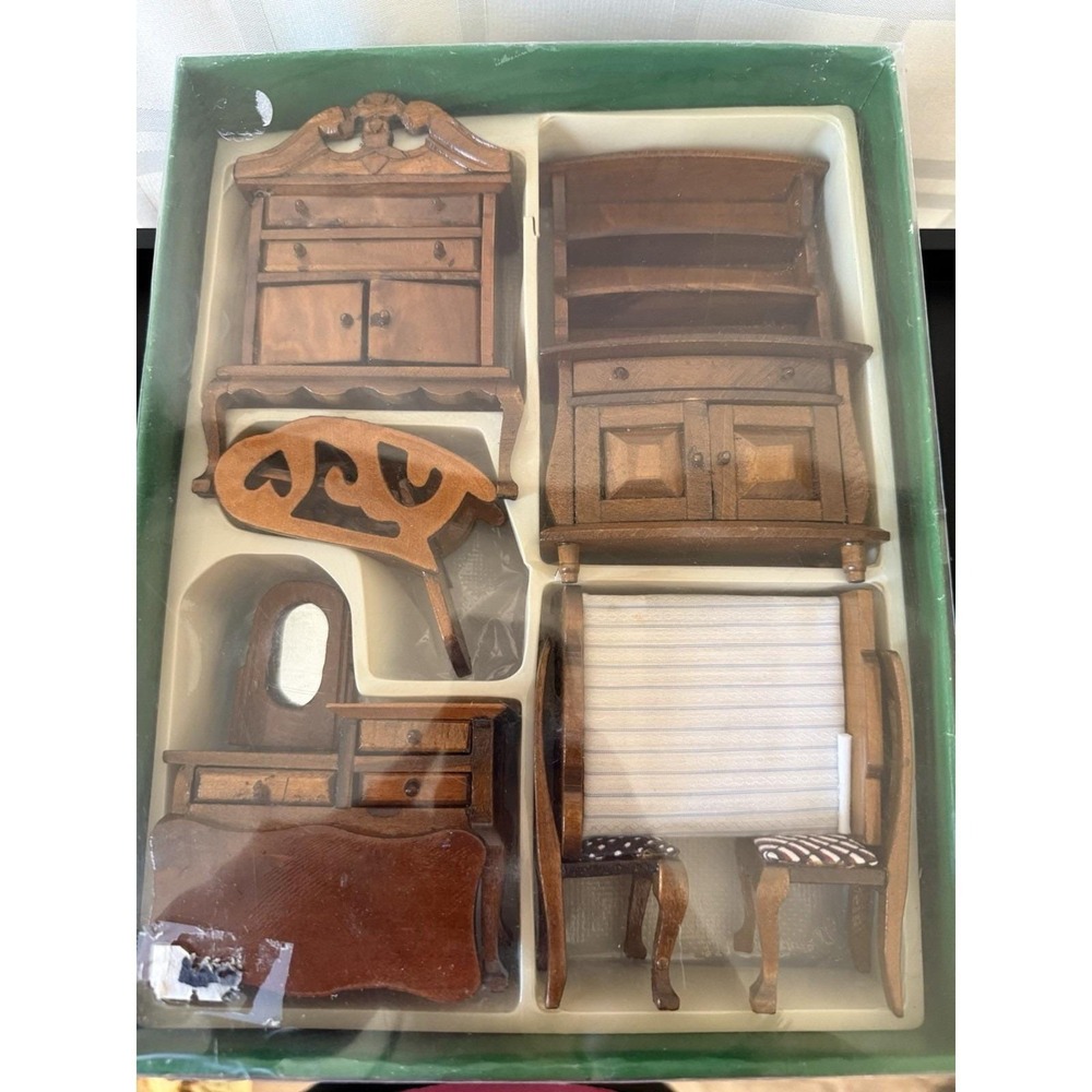 Vintage Wooden Miniature Dollhouse Lot 1:12 Scale Albert E Price Inc